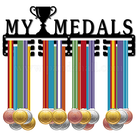 Creatcabin Mes Médailles Présentoir à Médailles Porte-Médailles Support de Sport Récompense Support de Cordon en Métal Support Mural Robuste Nageur Coureur Athlètes Joueurs Cadeau de Gymnastique Plus de 60 Médaille Olympique 15.7 x 5.9 Pouce ODIS-WH0037-058-1