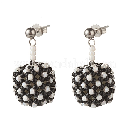 TOHO Japanese Seed Beads Dangle Stud Earrings EJEW-JE04762-04-1