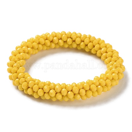 Bracelet extensible tressé en perles de verre au crochet BJEW-S144-002E-13-1