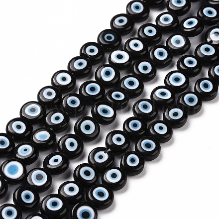 Chapelets de perles rondes de chalumeau manuelles de mauvais œil LAMP-L058-8mm-20-1
