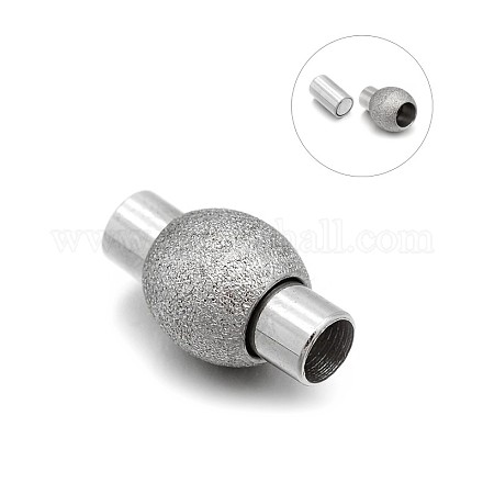 304 Stainless Steel Textured Magnetic Clasps with Glue-in Ends STAS-E089-32B-1