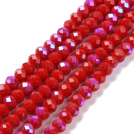 Electroplate Opaque Solid Color Glass Beads Strands EGLA-A034-P2mm-L04-1