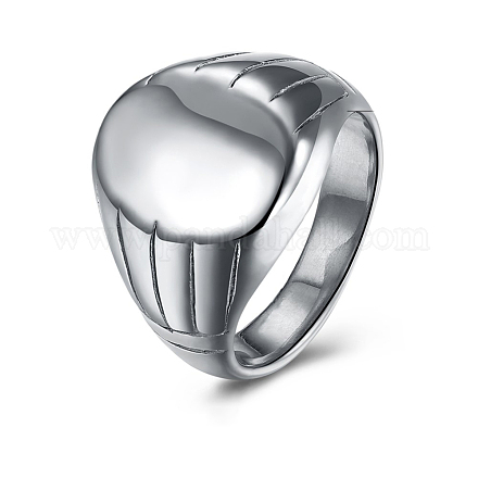 男性用チタンスチールシグネットバンドリング  広帯域指輪  プラチナ  usサイズ7（17.3mm） RJEW-BB29415-B-7-1