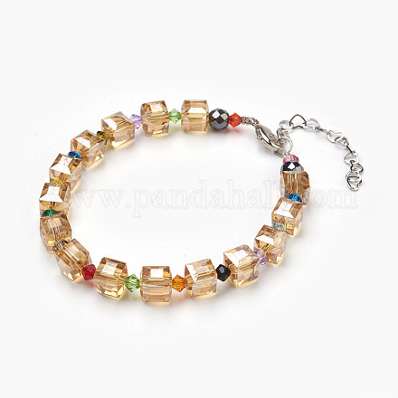 Electroplate Glass Beads Bracelets BJEW-JB03865-05-1