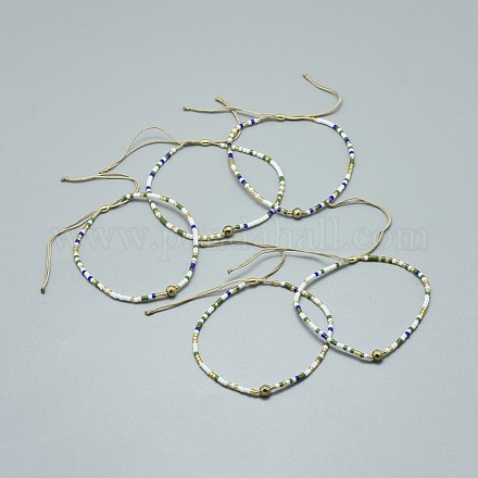 Verstellbare geflochtene Perlenarmbänder aus Naturpyrit BJEW-F391-A06-1