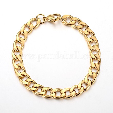 304 Stainless Steel Cuban Link Chain Bracelets STAS-O054-08-1