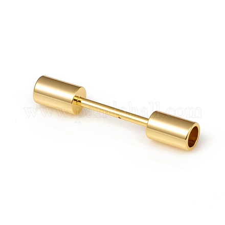真鍮製ネジ式クラスプ  レザーコードブレスレット作り用  長持ちメッキ  コラム  ゴールドカラー  23.5x4mm KK-G395-01G-1