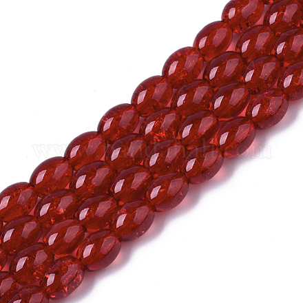 Transparent Crackle Glass Beads Strands DGLA-S085-6x8-15-1