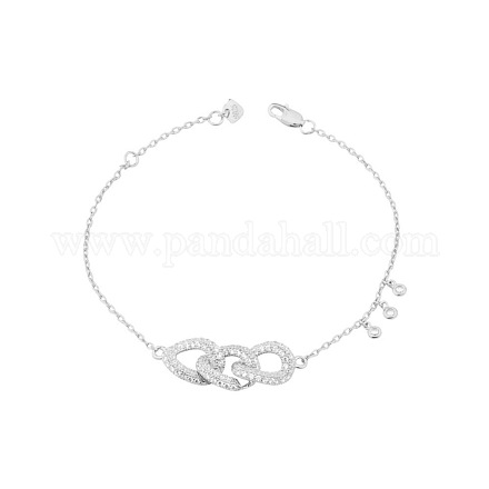 Bracelet à trois anneaux en argent sterling avec zircone cubique Tinysand 925 TS-B005-S-7-1