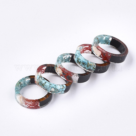 Resina epossidica e anelli in legno di ebano RJEW-S043-07A-01-1