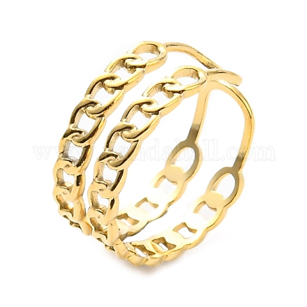304 цепочка из нержавеющей стали в форме открытого манжетного кольца для женщин RJEW-C016-02G-1