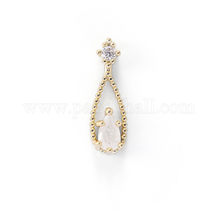 Chinese lute Shape Brass Micro Pave Clear Cubic Zirconia Nail Gems Set MRMJ-T015-41G-01-1
