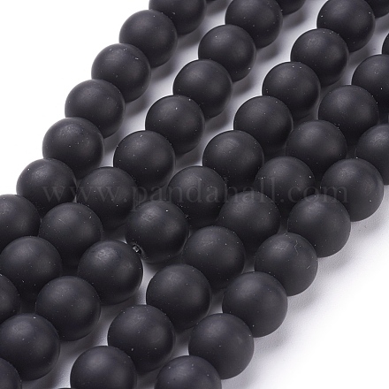 Synthetic Black Stone Beads Strands X-G508-2-1