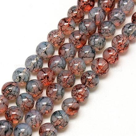 Baking Painted Glass Beads Strands DGLA-Q023-6mm-DB52-1