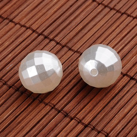 Faceted Round Acrylic Imitation Pearl Beads OACR-O002-2681-1
