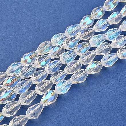 Chapelets de perles en verre électroplaqué EGLA-E010-8x12mm-AB01-1