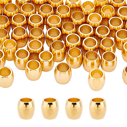DICOSMETIC 50Pcs 6mm Stainless Steel Golden European Beads Large Hole Beads Barrel Spacer Beads Loose Beads Fit for Jewelry Making DIY Findings STAS-DC0001-89-1