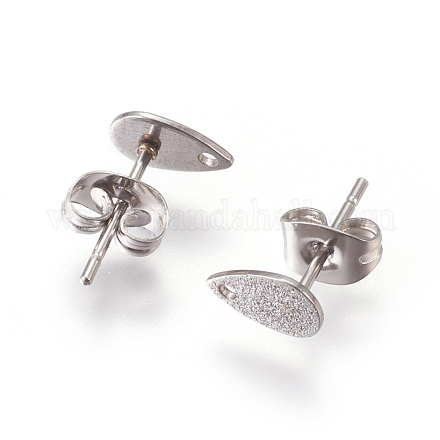 Textured 304 Stainless Steel Stud Earring Findings for Dangle Charms Settings X-STAS-L216-05A-P-1
