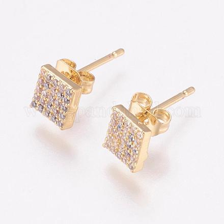 Brass Micro Pave Cubic Zirconia Stud Earrings EJEW-F125-03G-1