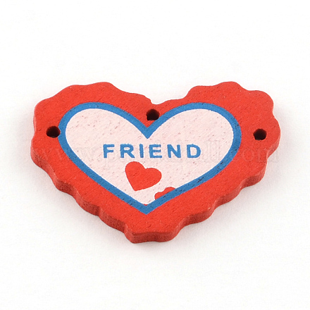 Dyed Heart with Word Friend Wood Links WOOD-R249-069-1