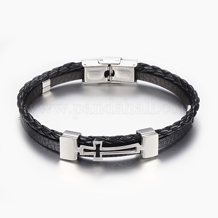 Bracelets en cuir tressé X-BJEW-E324-A05-1