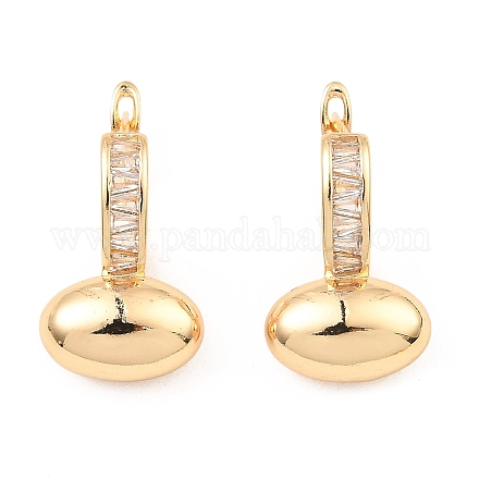 Brass with Cubic Zirconia Hoop Earrings EJEW-G362-03KCG-1