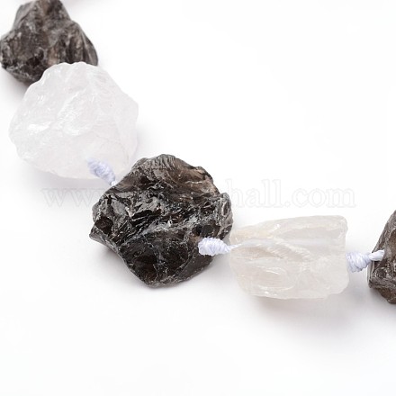 Pépites brutes quartz fumé et cristal chapelets de perles naturelles G-L378-10-1