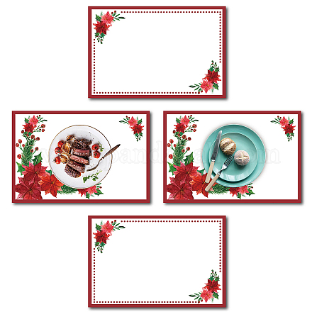 Tapis de table rectangle avec motif de fleurs en coton et lin AJEW-WH0196-004-1