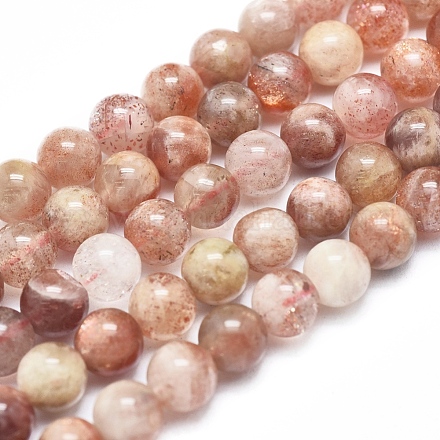 Natural Sunstone Beads Strands G-D0001-05-6mm-1
