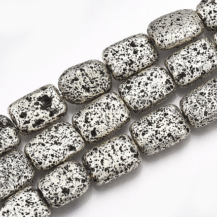 Fili di perle di roccia lavica naturale elettrodeposta G-S249-02-10x14-1