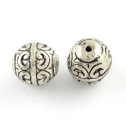 Tibetischen Stil Legierung runden Perlen X-TIBEB-Q060-010-FF-1