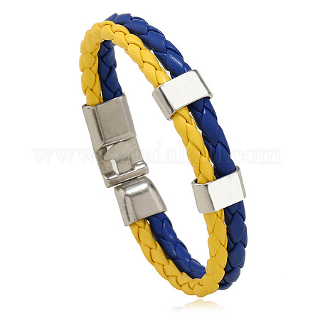 Bracelet cordon double ligne imitation cuir couleur drapeau avec fermoir alliage GUQI-PW0001-088-1