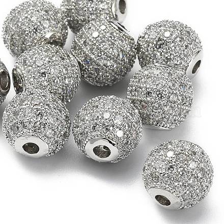 Perles rondes de couleur claire de zircone cubique CZ de grade AAA de micro pave KK-O065-8mm-05P-NR-1