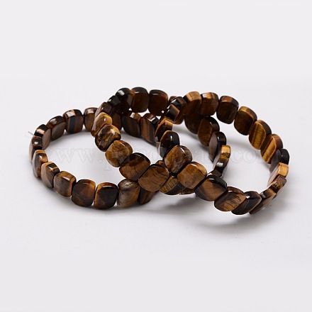 Faceted Natural Tiger Eye Beads Stretch Bracelets X-BJEW-E289-A03-1