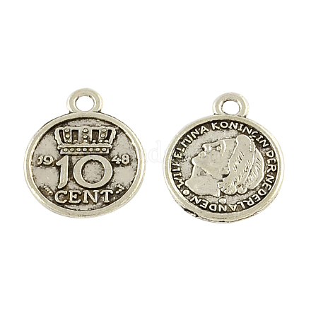 Stile tibetano dieci centesimi ciondoli moneta in lega TIBEP-Q043-167-RS-1