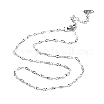 304 Stainless Steel Textured Dapped Chain Necklace NJEW-D045-02P-1