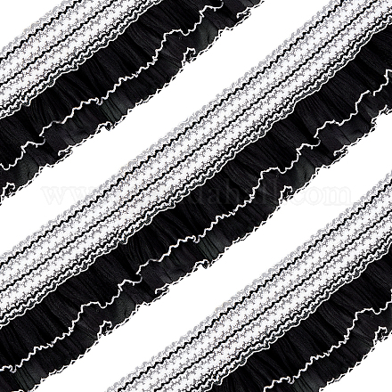Gorgecraftポリエステル4-1/8~4-3/8層オーガンジーリボン  シフォンリボン  縫製のための縫製  ブラック  105~110インチ（3mm）  {1}ヤード/袋 OCOR-GF0001-84A-1