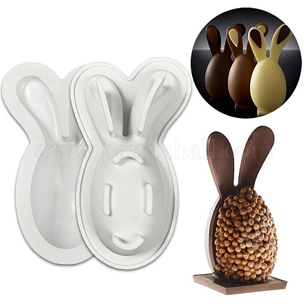 Moldes de silicona de calidad alimentaria para huevos de conejo de Pascua DIY-K068-02-1