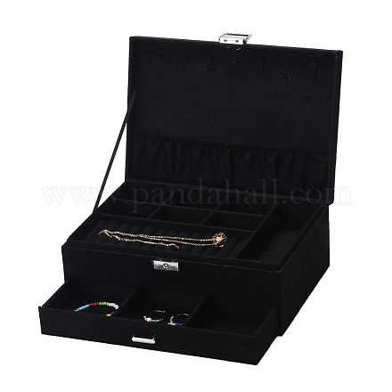 Boîtes à bijoux en velours et bois VBOX-I001-04A-1