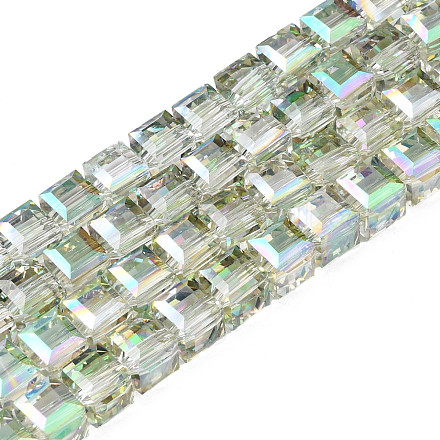 Electroplate transparentes abalorios de vidrio hebras EGLA-N002-28-C02-1