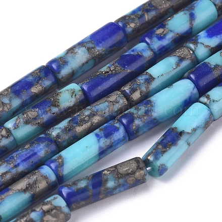 Brins de perles turquoise et lapis-lazuli en or synthétique assemblés G-D0006-A02-1