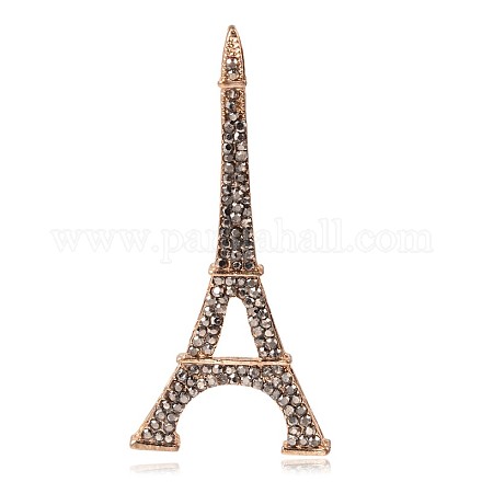 Eiffel de oro rhinestone aleación plateada torre grandes colgantes RB-J214-29G-1