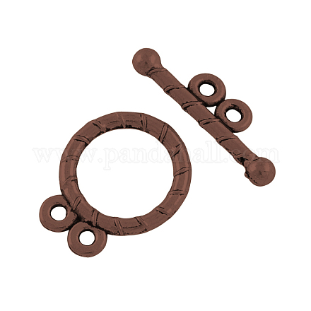 Tibetan Style Alloy Flat Round Toggle Clasps TIBE-2131-R-NR-1