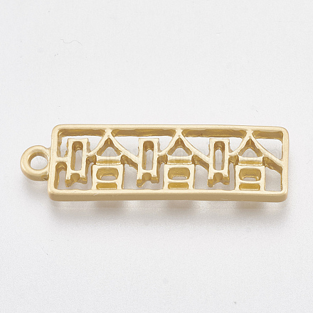 滑らかな表面の合金ペンダント  漢字の長方形  マットゴールドカラー  28x8.5x1.5mm  穴：1.6mm PALLOY-S117-117-1