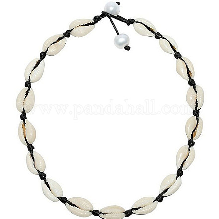 Ожерелья из плетеных бусин из натуральных ракушек KR7038-2-1