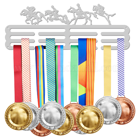 Superdant equestre medaglia display gancio corse di cavalli sport medaglia espositore per 40+ medaglie porta trofei premi supporto nastro display appeso a parete regalo atleta platino ODIS-WH0021-475-1