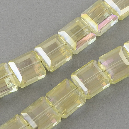 Electroplate facetas de vidrio transparente hebras de abalorios EGLA-S087-02-1