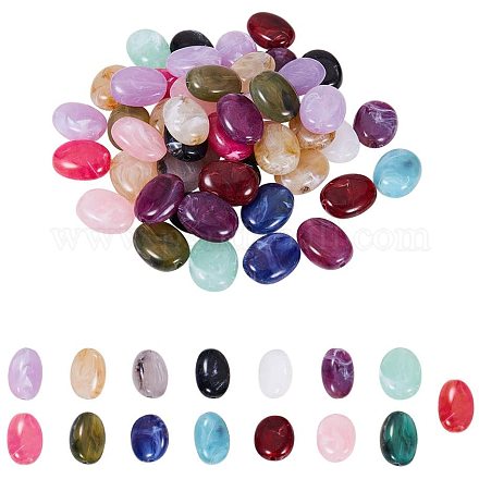 PandaHall Elite 150pcs 15 Colors Oval Imitation Gemstone Spacer Beads Acrylic Beads Loose Beads for Necklace Earrings Bracelet Pendant Jewelry Making OACR-PH0001-21-1