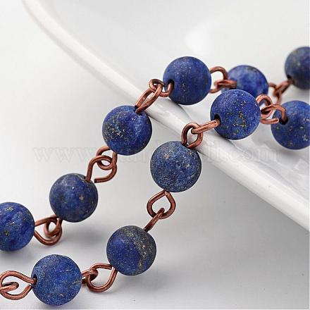 Handmade Natural Lapis Lazuli Beaded Chains AJEW-JB00231-01-1