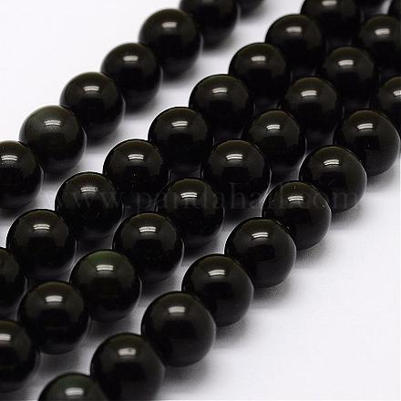 Natürliche grüne Augen Obsidian Perlen Stränge G-G685-10mm-1